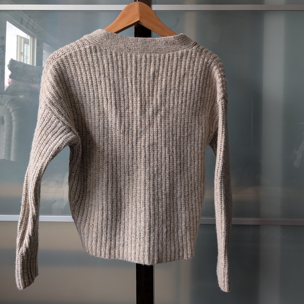 🐑 Frank & Oak Lambswool Oatmeal V-Neck Sweater - XS - Picture 3 of 8